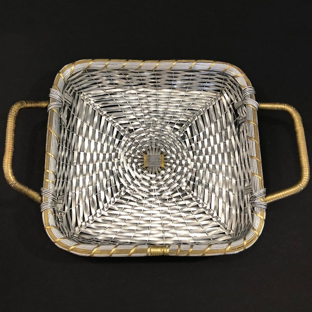 Silver & Gold Metal Wire Woven Basket Decor